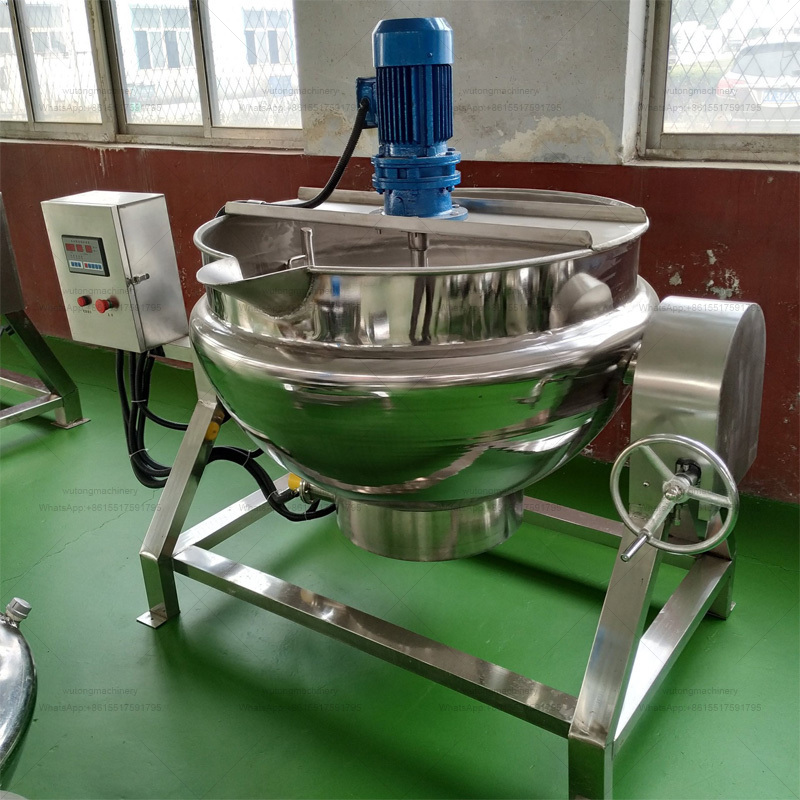 Industrial Caramel Cheese Fudge Candy Sugar Kettle Electric Gummy Cooking Pot Blending Mixing Steam Gas Jacketed Tilting Kettle