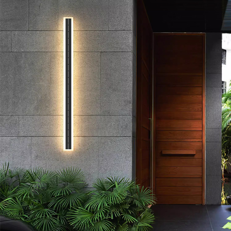 Solar Outdoor Wall Lamp Linear Strip Wall Lamp IP65 Waterproof  3000K Warm Garden Sconce LED Long Solar outdoor Wall Lights