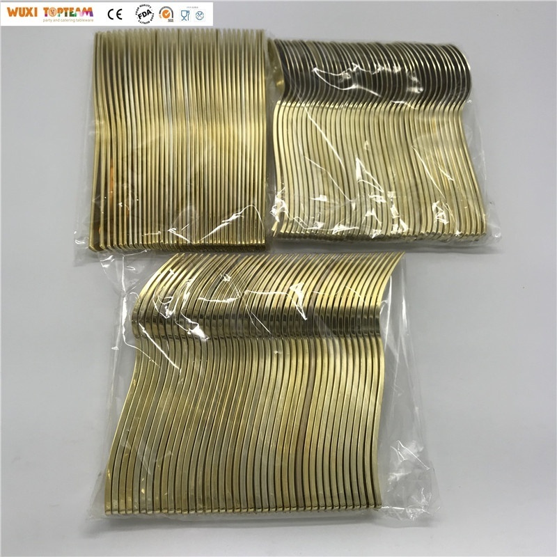 300 Pieces Disposable Gold Plastic Silverware Set Heavy Duty Flatware for Party Bulk