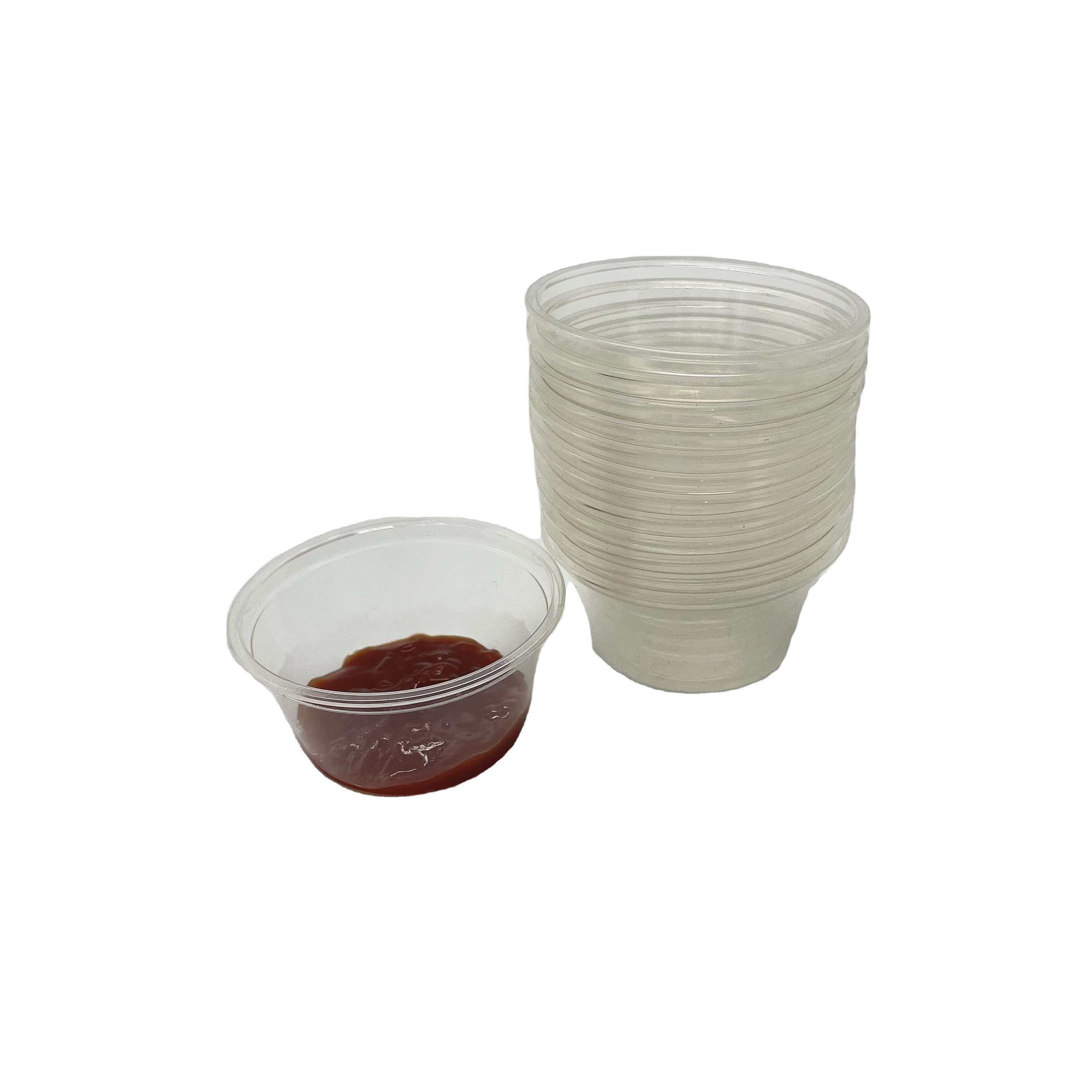 Eco-friendly 2oz PLA Sauce Cup BPA Free Condiment Cups Compostable Jello Shots Dressing Mini Containers Small Clear Portion Cups