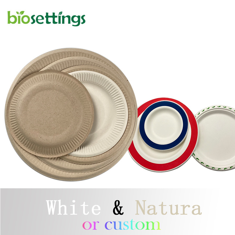 Biodegradable sugarcane pulp bagasse food tray platos platos divididos with lid 2 3 4 5 6 compartment disposable plate