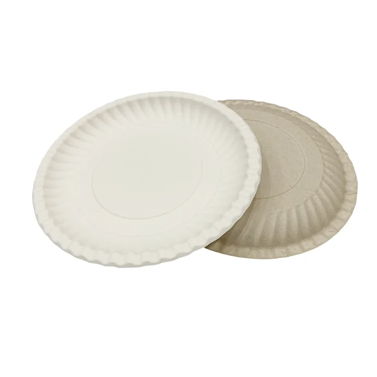 Compostable Bagasse Tableware PFAS Free 9 Inch Sugarcane Round Plates Camping Party Heavy Duty Catering Paper Dishes