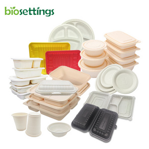 Logo color custom takeway disposable corn starch tableware set plastic biodegradable corn starch disposable tableware