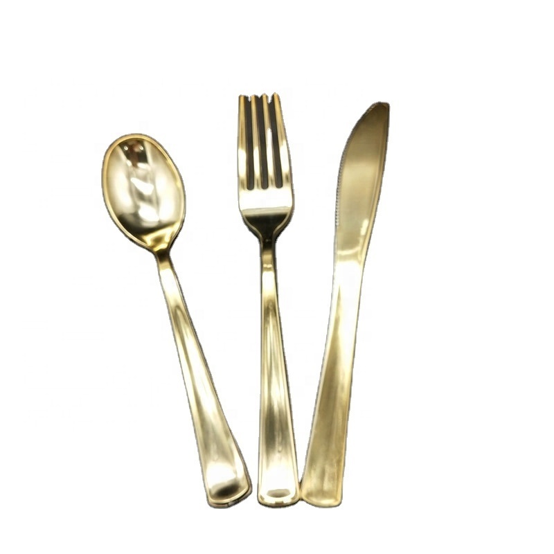 300 Pieces Disposable Gold Plastic Silverware Set Heavy Duty Flatware for Party Bulk