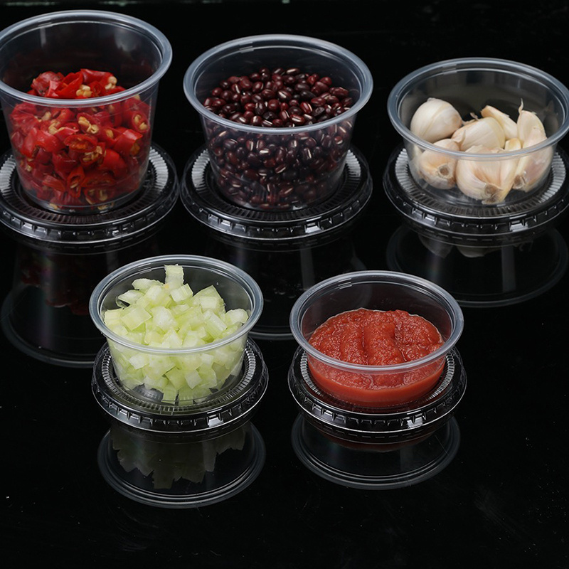 1oz/2oz/3oz/4oz/5oz PLA Mini Cake Cup Bento Biodegradable Small Food Containers Plastic Sauce Cup with lid Sauce Cups Cake