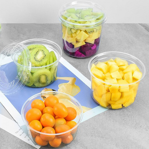 Portable Bento Salad Container Biodegradable Fruit Plastic Bowls with Lids Clear PLA Bowl Disposable Salad Container for Lunch