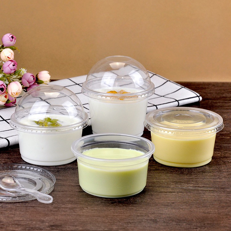 1oz/2oz/3oz/4oz/5oz PLA Mini Cake Cup Bento Biodegradable Small Food Containers Plastic Sauce Cup with lid Sauce Cups Cake