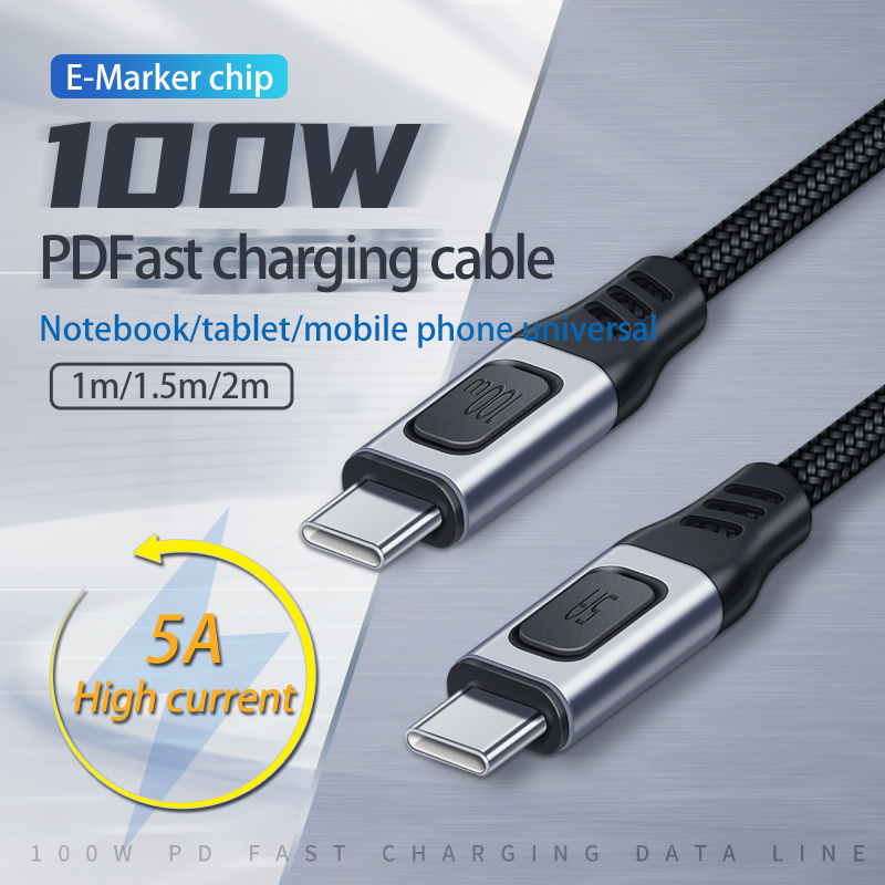 cheap price 100W Type-C to Type-C usb c cable charge & sync cable 1m 1.5m 2m fast charger USB-C data line Nylon braided thread