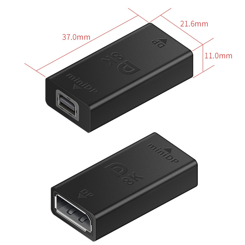 Video adapter miniDP to DP adapter 90 degree bend 1.4 Mini Display Port laptop 8K Adapter Display Projector Audio Video 1.4 DP