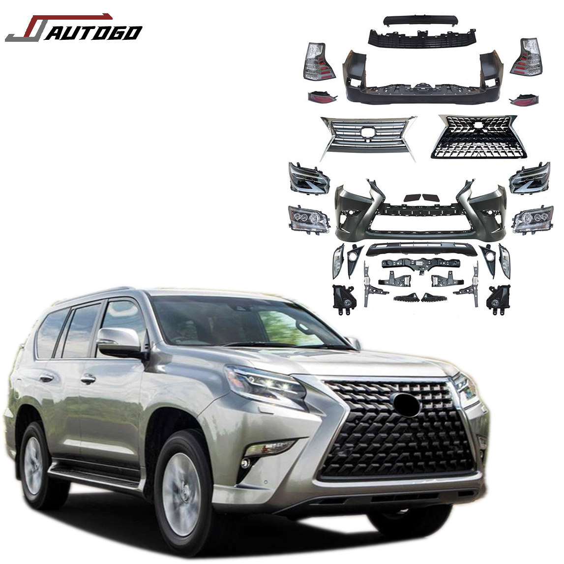 Factory Hot Sale Body Kit For Lexus GX460 2010 2011 2012 2013 Update to Sport 2015 Style Front/Rear Bumper+Lamp TRD Optional