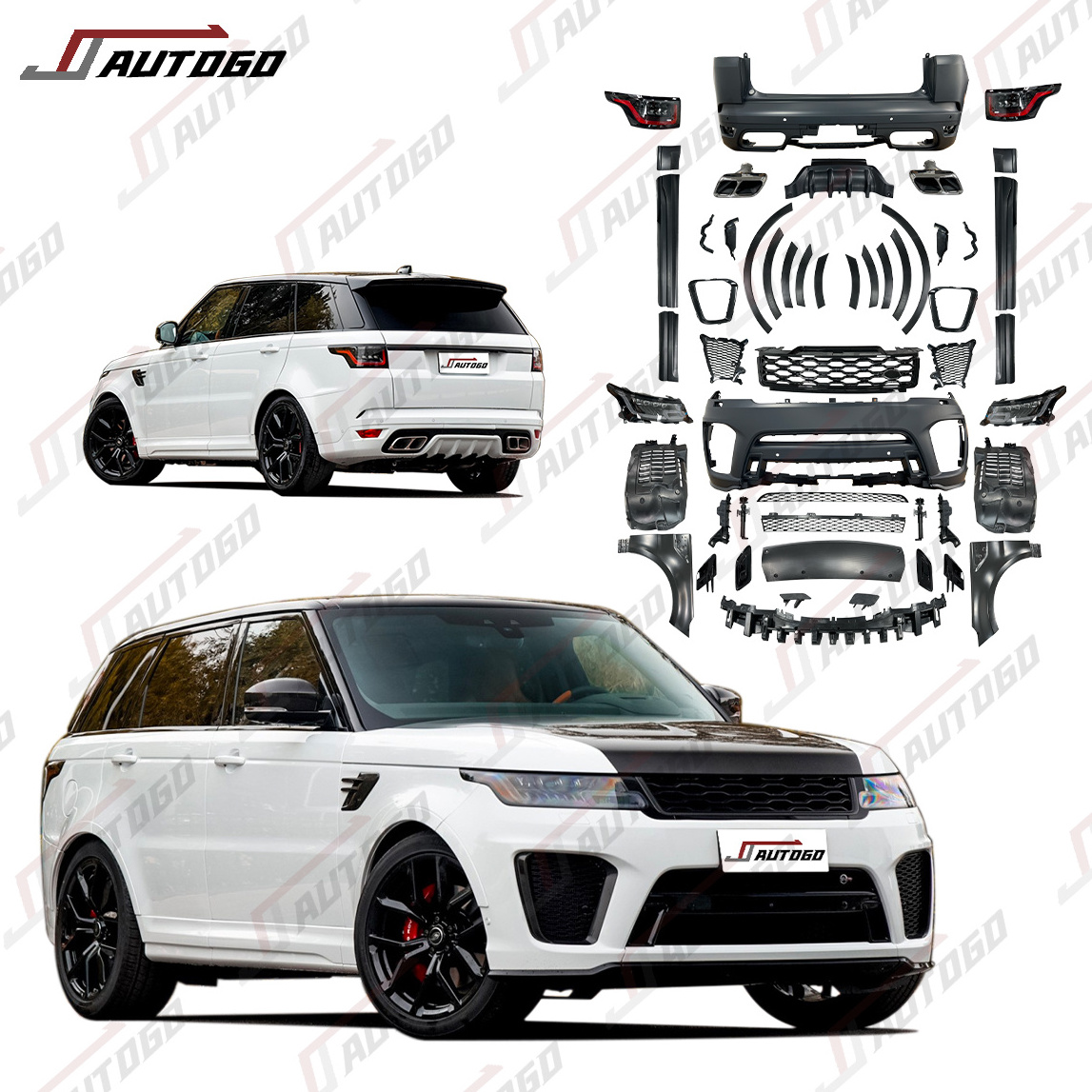 High Quality Body Kit For Land Rover Range Rover Sport 2014-2017 L494 Change to Sport 2020 SVR Style Front Rear Bumper assy