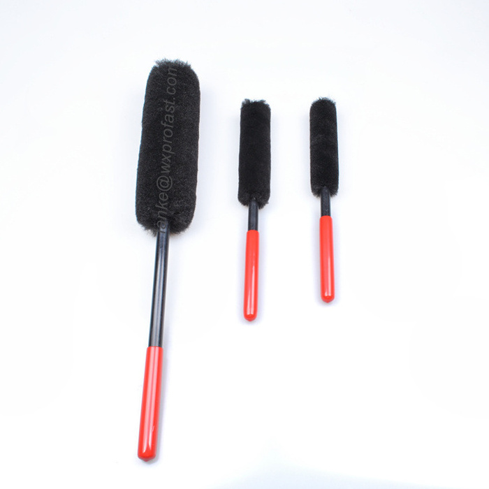 Auto Car Wheel Hub Cleaning Brush Flexible Premium Wool Rim Brush 3 Pack Automatic Car Wheel Cleaning Brushes Set