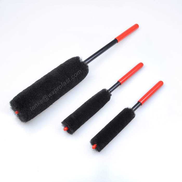 Auto Car Wheel Hub Cleaning Brush Flexible Premium Wool Rim Brush 3 Pack Automatic Car Wheel Cleaning Brushes Set