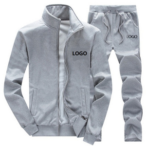 Wholesale Custom Blank Plain Men's Polo Collar Sweat Suit Cotton Polyester Joggers Tracksuit