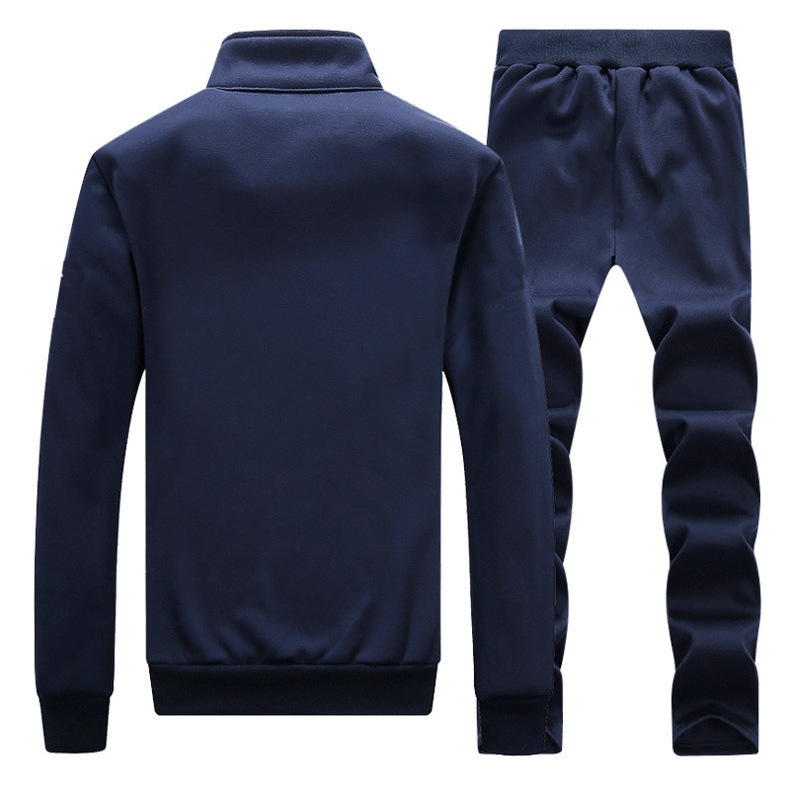 Wholesale Custom Blank Plain Men's Polo Collar Sweat Suit Cotton Polyester Joggers Tracksuit