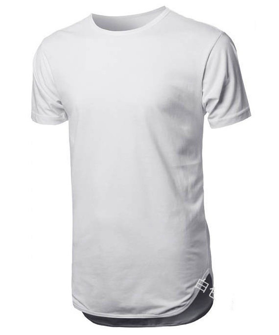 New Fashion Long Length Tshirt Men Cotton Plain Extra Long Curved Hem Scoop Bottom T Shirts