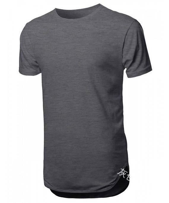 New Fashion Long Length Tshirt Men Cotton Plain Extra Long Curved Hem Scoop Bottom T Shirts