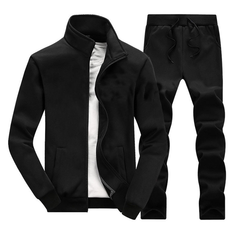 Wholesale Custom Blank Plain Men's Polo Collar Sweat Suit Cotton Polyester Joggers Tracksuit