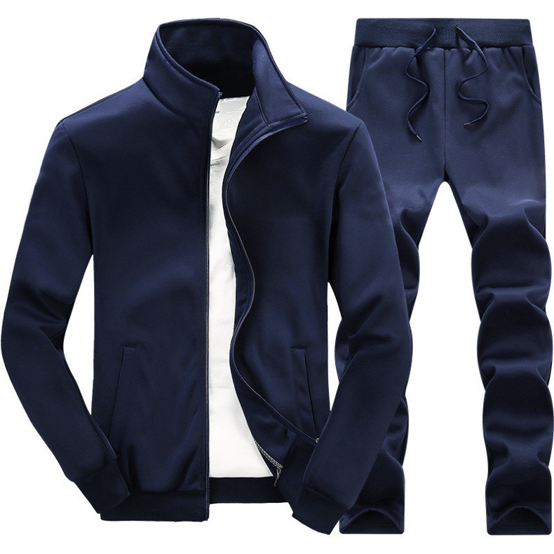 Wholesale Custom Blank Plain Men's Polo Collar Sweat Suit Cotton Polyester Joggers Tracksuit