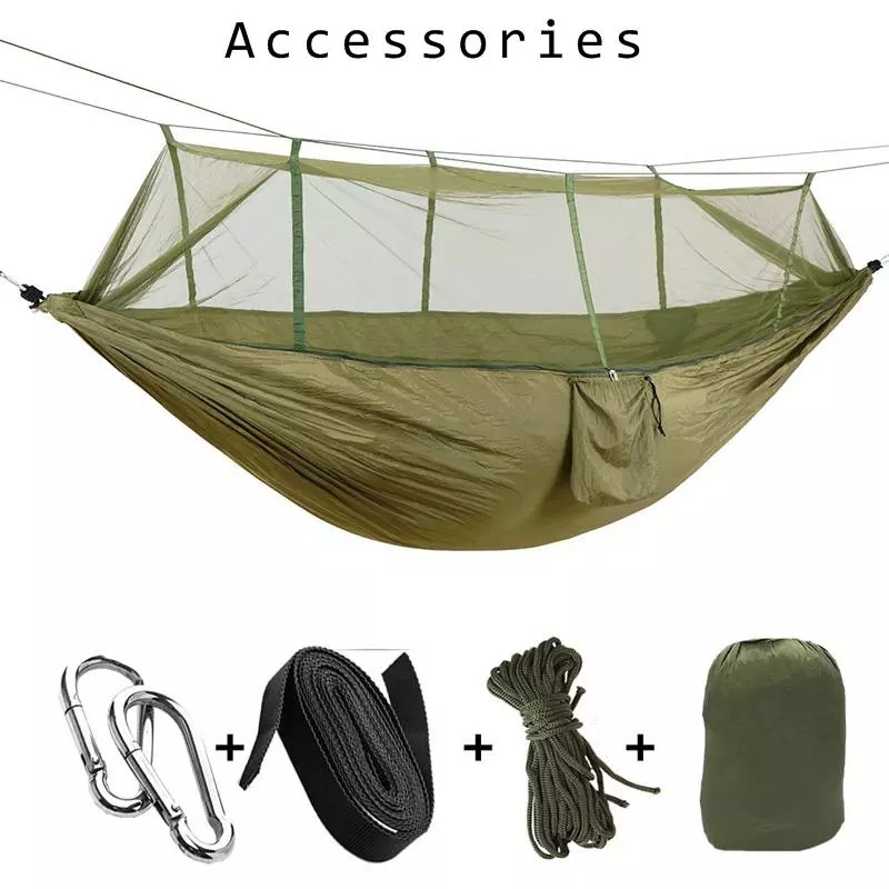 Portable Hammock Swing 2 Person Double Mosquito Net Hammock Chair Parachute Nylon Garden Outdoors Camping Hammocks