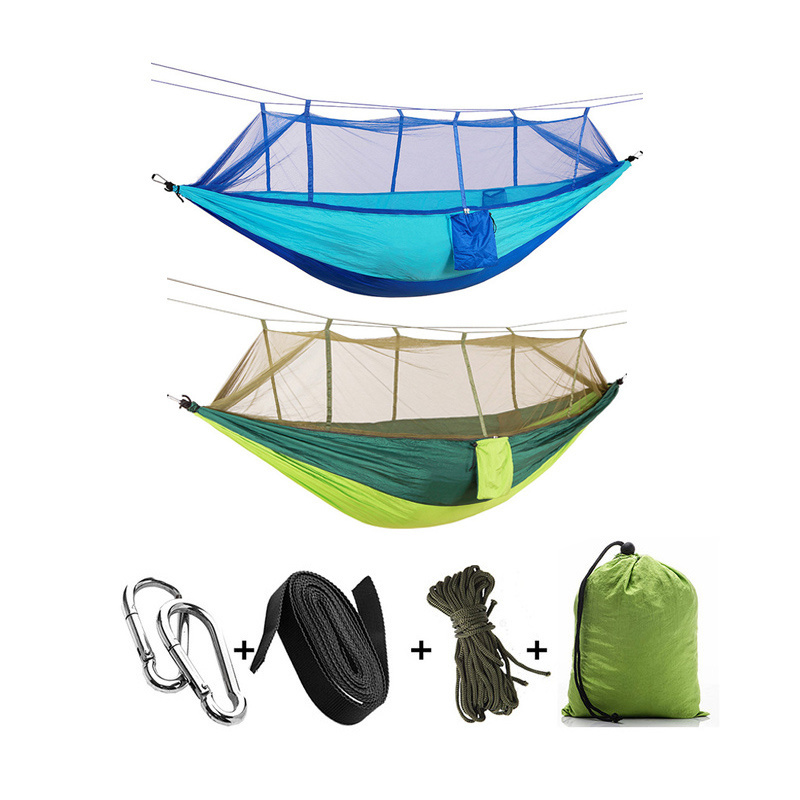 Portable Hammock Swing 2 Person Double Mosquito Net Hammock Chair Parachute Nylon Garden Outdoors Camping Hammocks