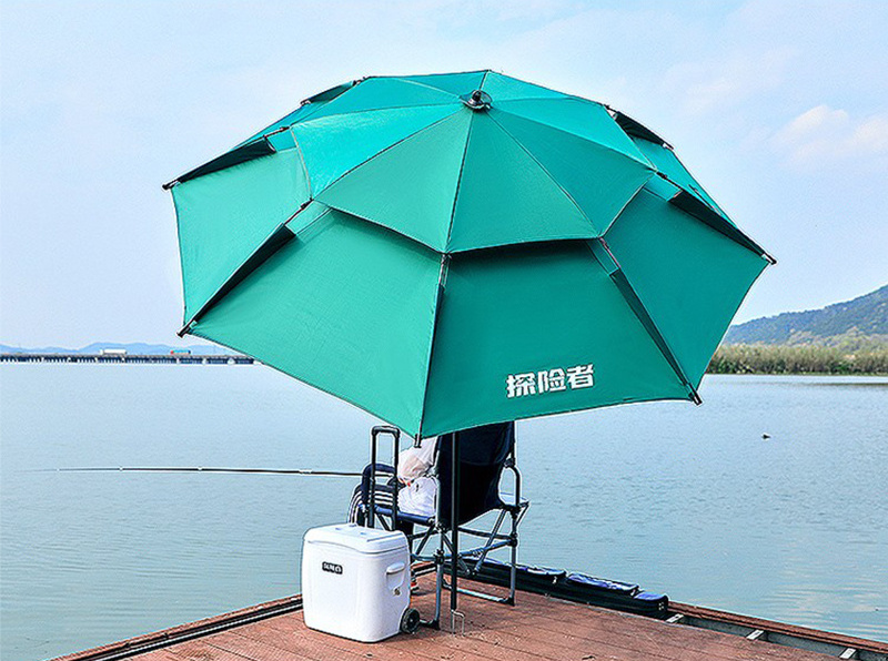 Portable Large Thickened Fishing Umbrella With Carry Bag Double Layer Folding Beach Umbrella