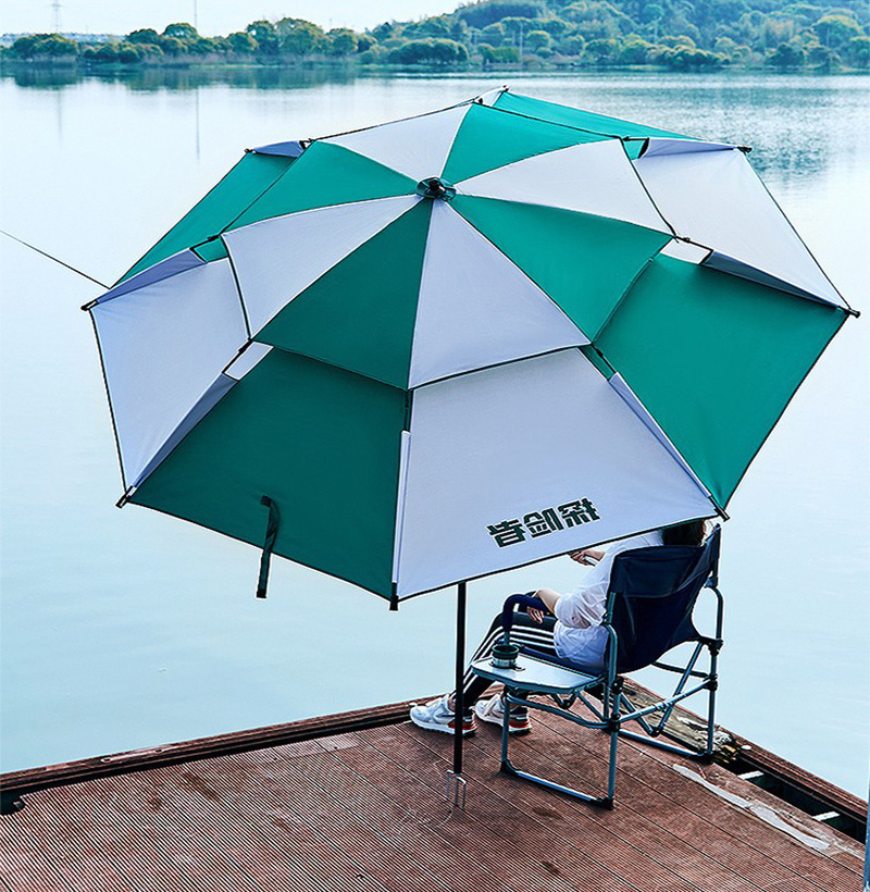 Portable Large Thickened Fishing Umbrella With Carry Bag Double Layer Folding Beach Umbrella