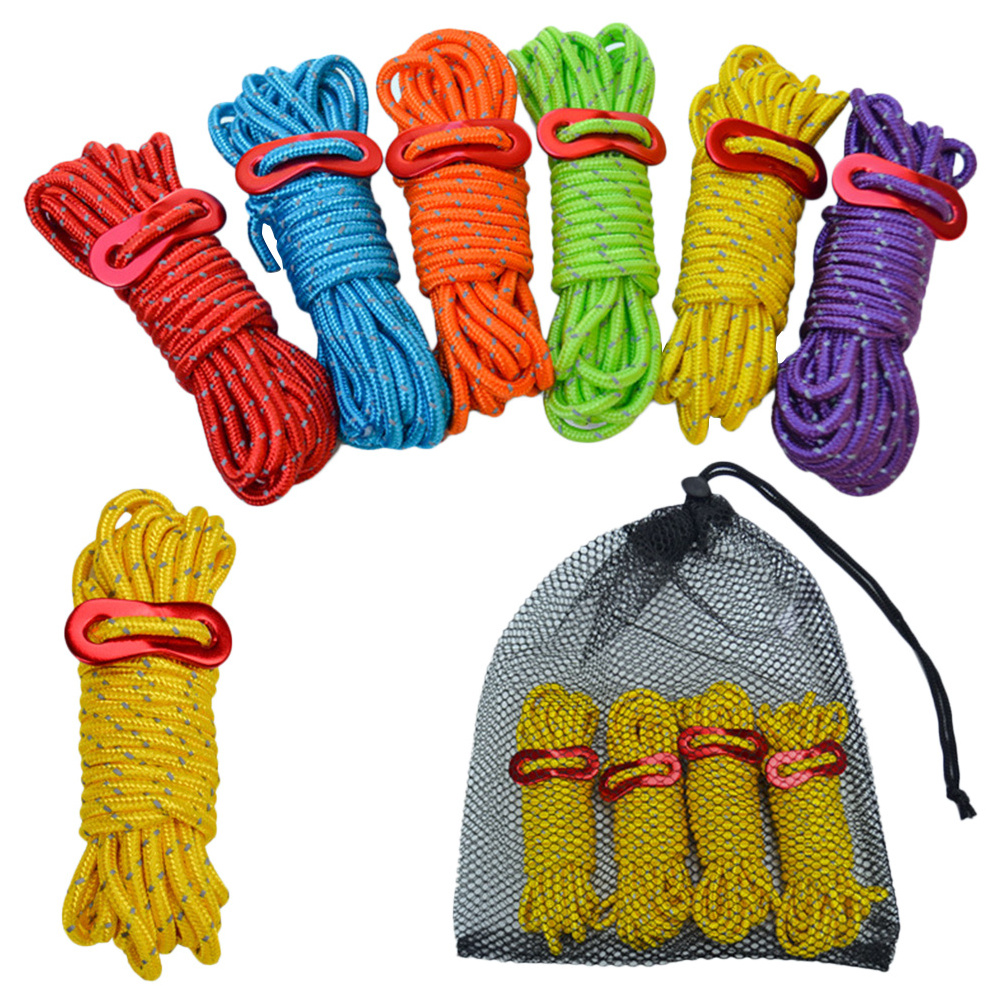 4M Reflective Tent Rope Multifunction Cord Outdoor Sports Camping Hiking Tent Accessories Tent Wind Rope With a Tension