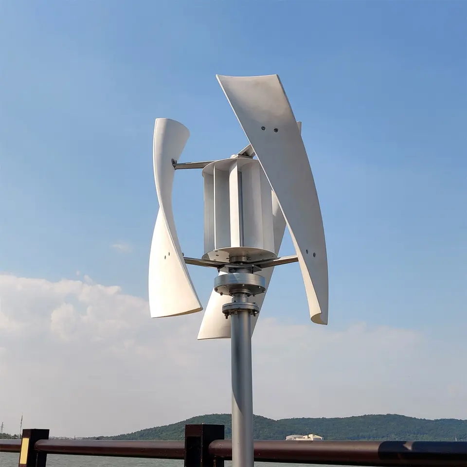 Hot Sale Small Helical Vertical Axis Wind Turbine Generator Roof mounted Vawt For Home Use