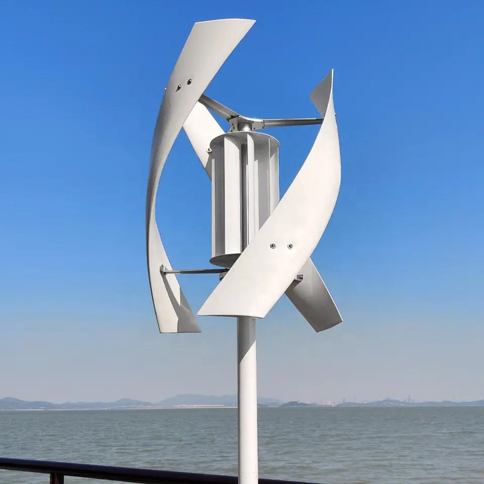 Hot Sale Small Helical Vertical Axis Wind Turbine Generator Roof mounted Vawt For Home Use