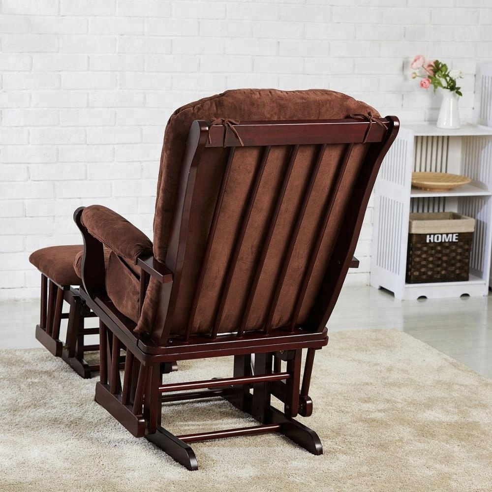 chocolate frame chocolate fabric rocking glider chair wooden rocking chair