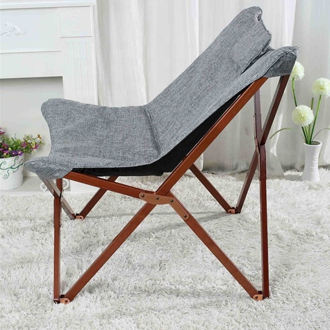 Comfortable foldable butterfly chair stable wood durable fabric for  camping trips