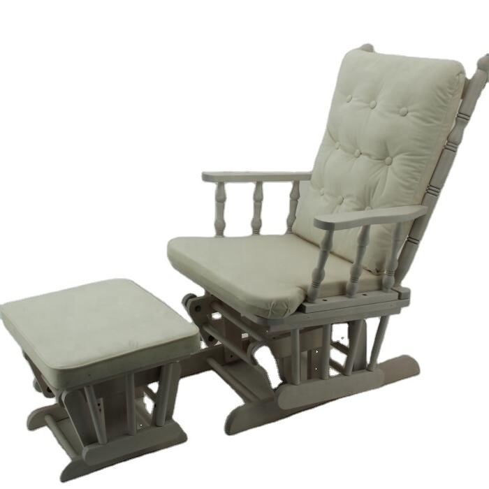 Outdoor leisure recliner rest antique white solid wood glider chair stable chair