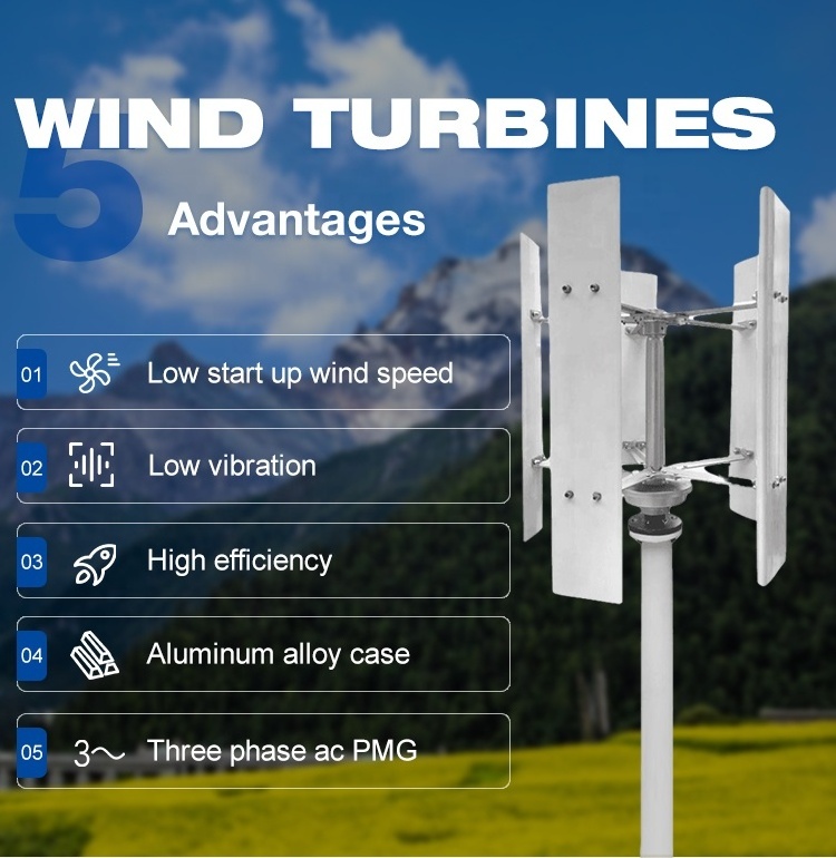 Customized wind turbine generator 2kw 3kw 5kw 10kw 48v 96v 120v 220v vertical wind turbine