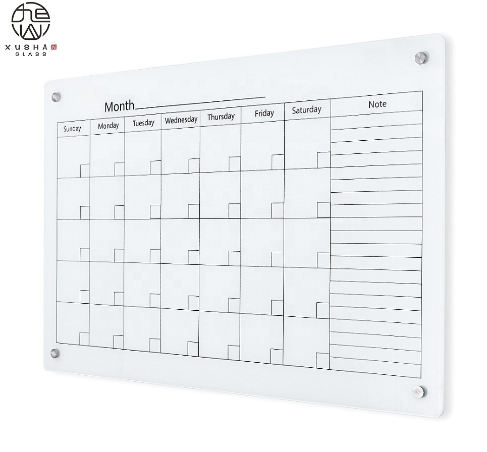 Wall Mounted Notice Glass Transparent Magnetic Week Planner Marker Boards With Factory Direct Sale Price