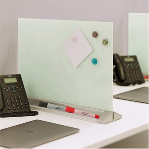 Freestanding Magnetic Glass Desktop Dry Erase Board, 16" x 22", Double-Sided Whiteboard Panel