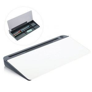 Small Glass Desktop Whiteboard, Computer Keyboard Stand Whiteboard with Drawer, Desk Organizers for Office