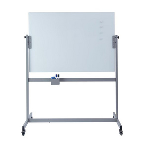 Mobile Glass Dry Erase Board, Double Sided Glass Whiteboard on Wheels Rolling with Stand, 48 X 36 Inches, Reversible & Portable