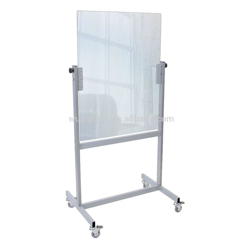 Mobile Glass Dry Erase Board, Double Sided Glass Whiteboard on Wheels Rolling with Stand, 48 X 36 Inches, Reversible & Portable