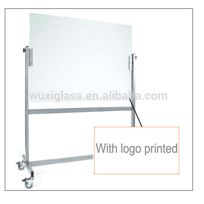 Mobile Glass Dry Erase Board, Double Sided Glass Whiteboard on Wheels Rolling with Stand, 48 X 36 Inches, Reversible & Portable