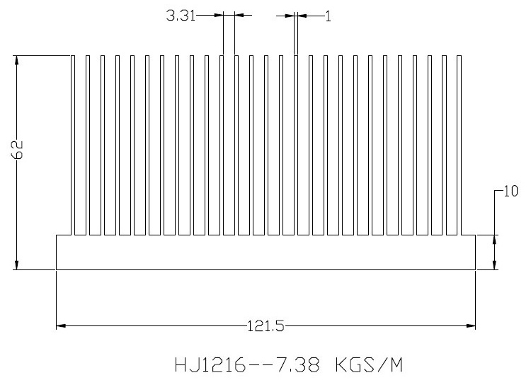 High power grow light heatsink LED heatsink profile extrusion heatsink 121.5(W)*62(H)*400(L)mm