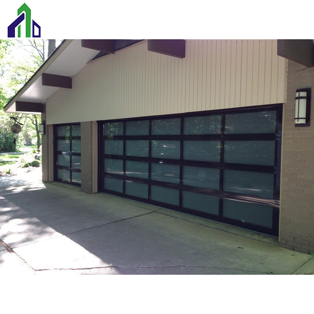 Transparent residential Garage Sectional Doors Glass Panel Full View Garage Door set Prices for 16x7 8x7 9x7 16x8 12x7