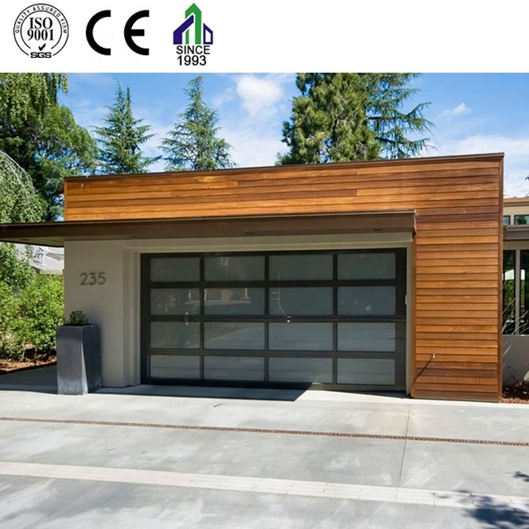 Transparent residential Garage Sectional Doors Glass Panel Full View Garage Door set Prices for 16x7 8x7 9x7 16x8 12x7