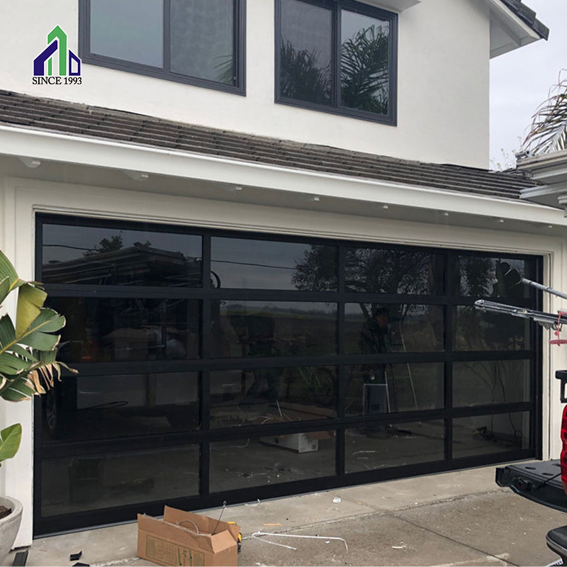 Transparent residential Garage Sectional Doors Glass Panel Full View Garage Door set Prices for 16x7 8x7 9x7 16x8 12x7