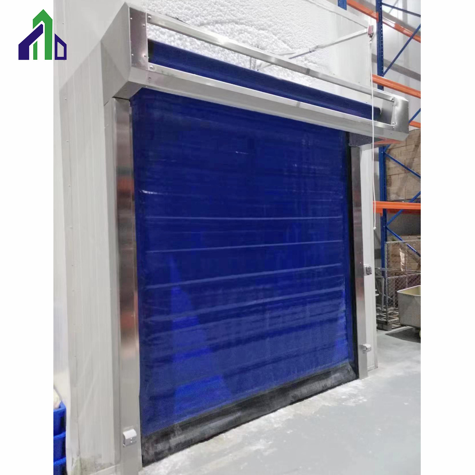 Pvc curtain freezer high speed Industrial motorized thermal insulated rolling up doors for cold room or refrigeration warehouse