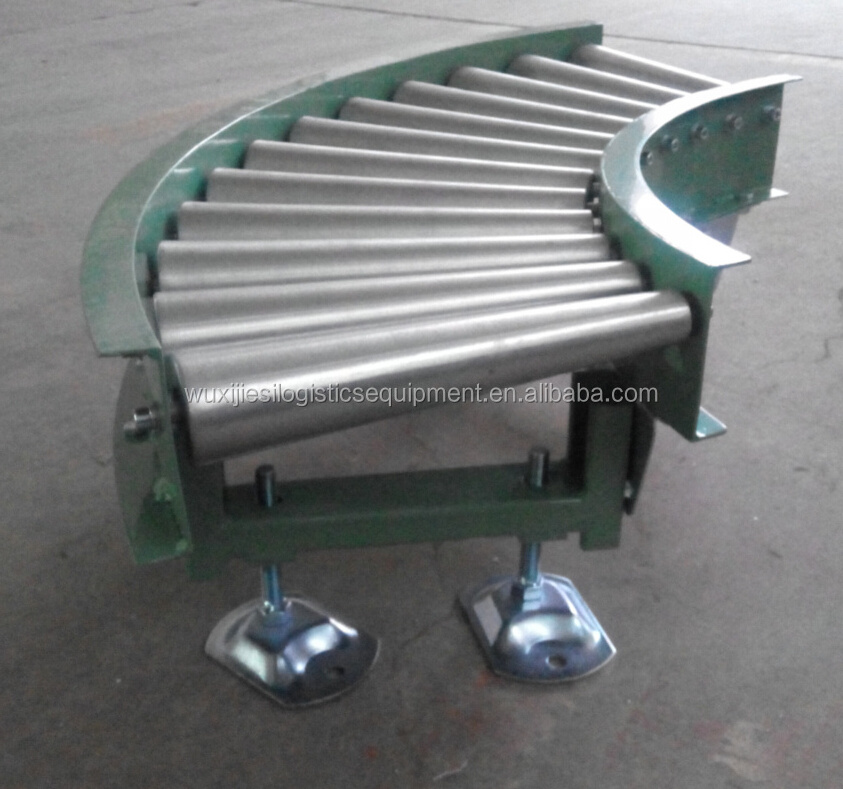 JS curved gravity roller conveyor taped roller conveyor