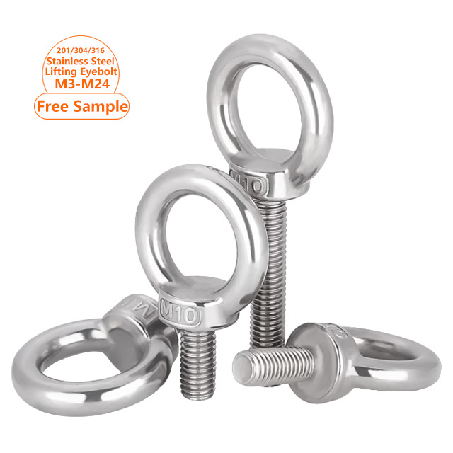 Din580 Full Threaded 316 304 Stainless Steel Lifting Eye Bolt M5 M6 M8 M10 M12 M14 M16 M18 M20 M24