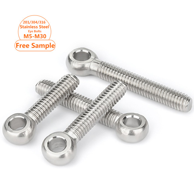 Factory Customized Lifting Slipknot Eye Bolt Swing Bolts Stainless Steel Round Fish Eye Screw M5 M6 M8 M10 M12 M16 M20 M24 M30