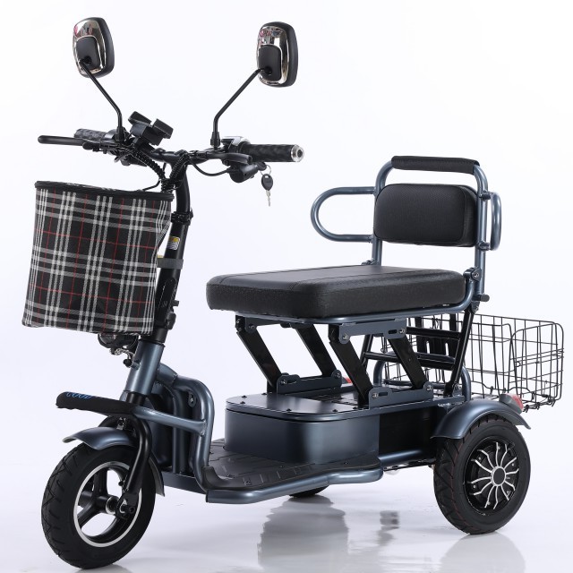 Hot sale fashionable  three wheels scooter electric tricycle  with 2 seats ckd cheaper mobility e motos scooters