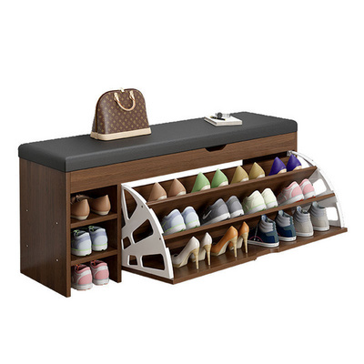 Modern Entryway PU Leather Ottoman Shoe Store Bench Shoe Storage Rack Cabinet With Seats Shoe Changing Stool Bench